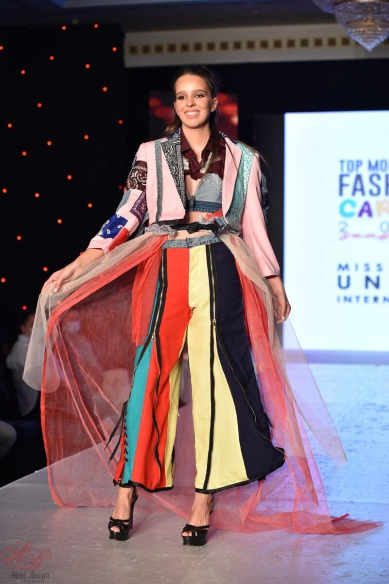 Striped jacket with tulle
